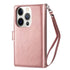 iPhone 13 Pro Max 2 in 1 Leather Wallet Case With 9 Credit Card Slots and Removable Back Cover 