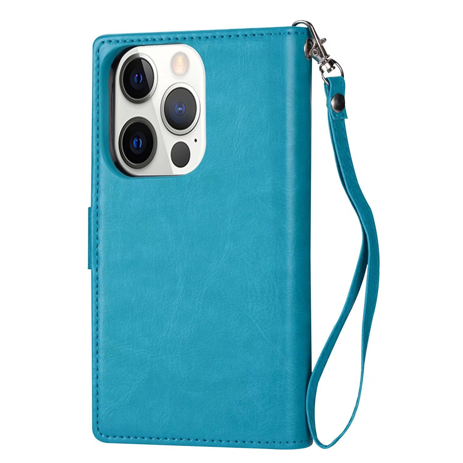 iPhone 13 Pro Max 2 in 1 Leather Wallet Case With 9 Credit Card Slots and Removable Back Cover 