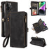 iPhone 13 Pro Retro Premium Flip Leather Cover with 9 Card Holder & Zipper Cash Pocket & Wrist Strap