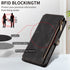 iPhone 13 Pro Max Retro Premium Flip Leather Cover with 9 Card Holder & Zipper Cash Pocket & Wrist Strap