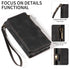 iPhone 13 Pro Max Retro Premium Flip Leather Cover with 9 Card Holder & Zipper Cash Pocket & Wrist Strap