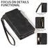 iPhone 13 Pro Retro Premium Flip Leather Cover with 9 Card Holder & Zipper Cash Pocket & Wrist Strap