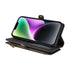 iPhone 13 Pro Retro Premium Flip Leather Cover with 9 Card Holder & Zipper Cash Pocket & Wrist Strap