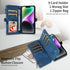 iPhone 13 Pro Retro Premium Flip Leather Cover with 9 Card Holder & Zipper Cash Pocket & Wrist Strap