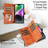iPhone 13 Pro Retro Premium Flip Leather Cover with 9 Card Holder & Zipper Cash Pocket & Wrist Strap