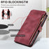 iPhone 13 Pro Max Retro Premium Flip Leather Cover with 9 Card Holder & Zipper Cash Pocket & Wrist Strap