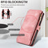 iPhone 13 Pro Retro Premium Flip Leather Cover with 9 Card Holder & Zipper Cash Pocket & Wrist Strap