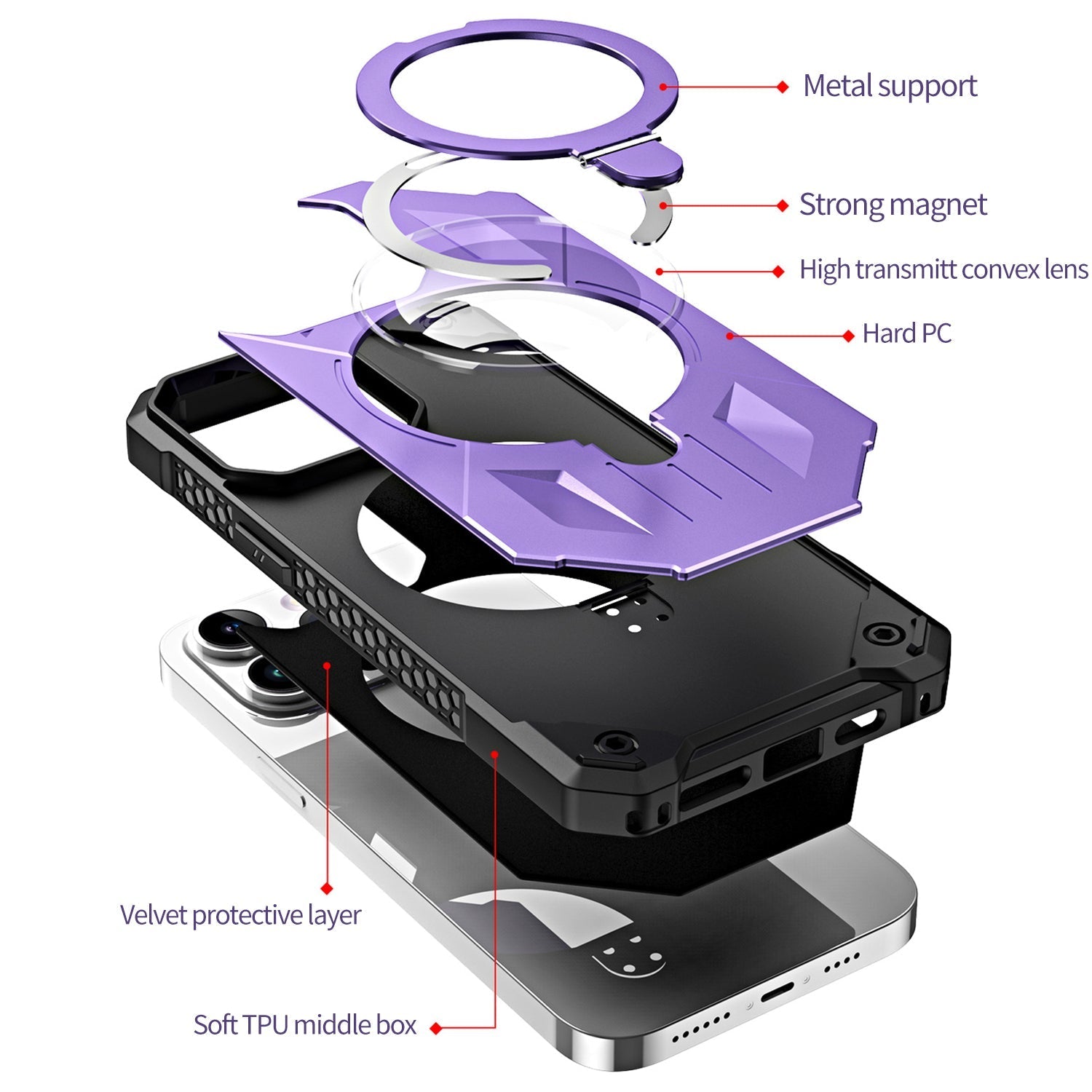 iPhone 13 Pro Max Armored Magnetic Suction Bracket Case