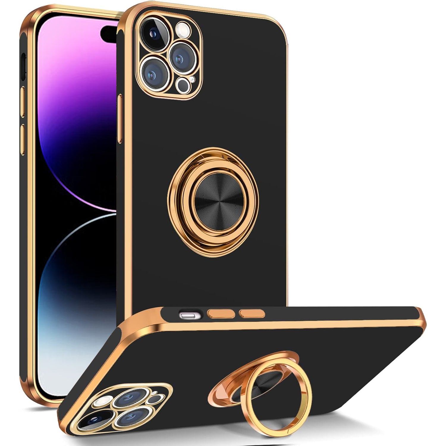 iPhone 13 Pro Fashion Ring Magnetic GPS car mount Phone Holder Case