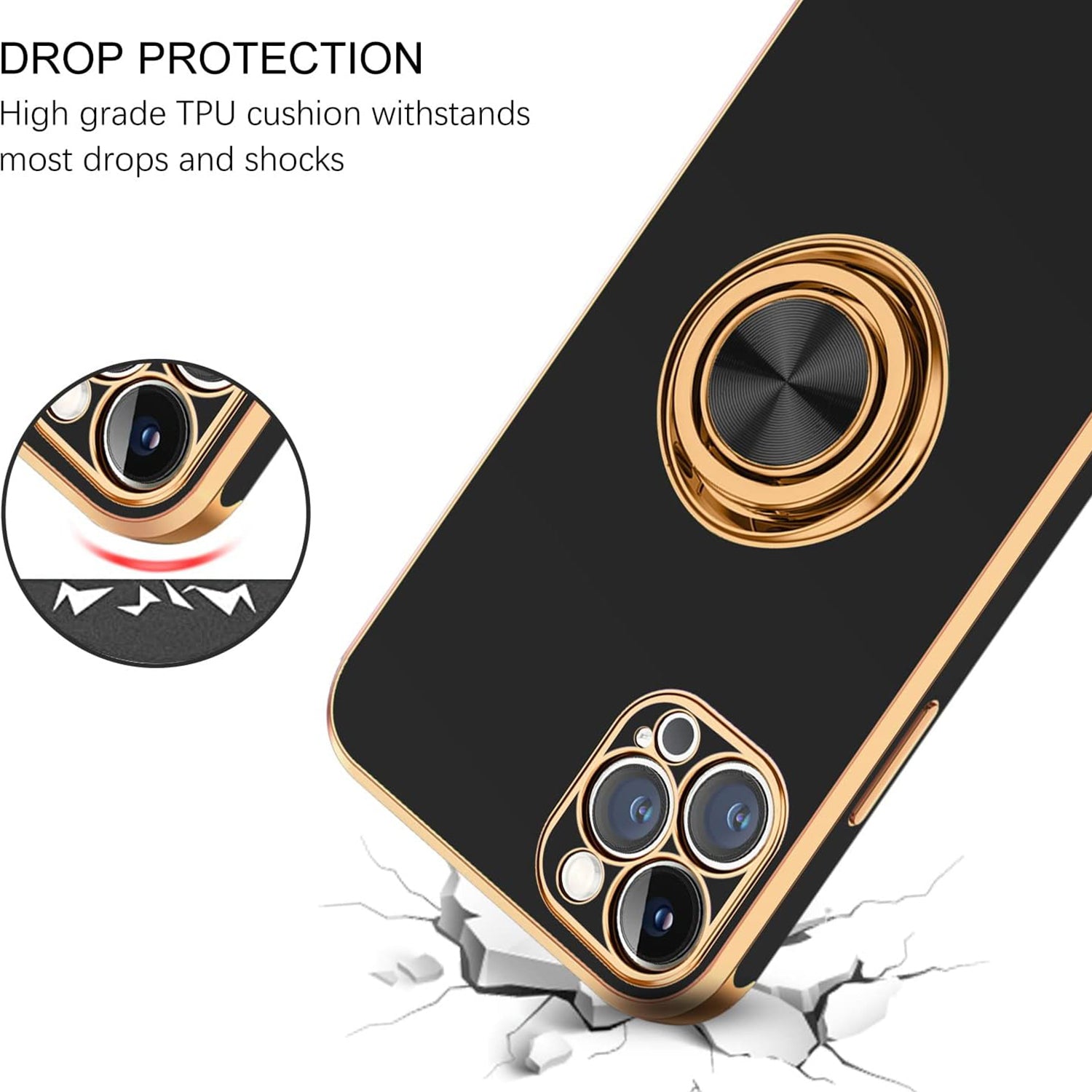 iPhone 13 Pro Fashion Ring Magnetic GPS car mount Phone Holder Case