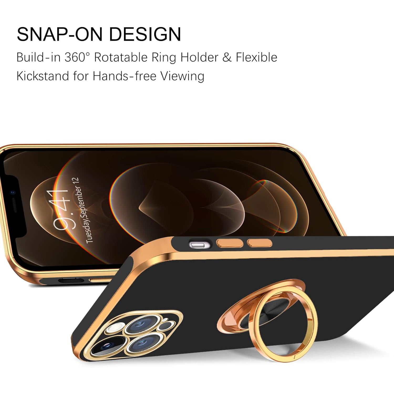 iPhone 13 Pro Fashion Ring Magnetic GPS car mount Phone Holder Case