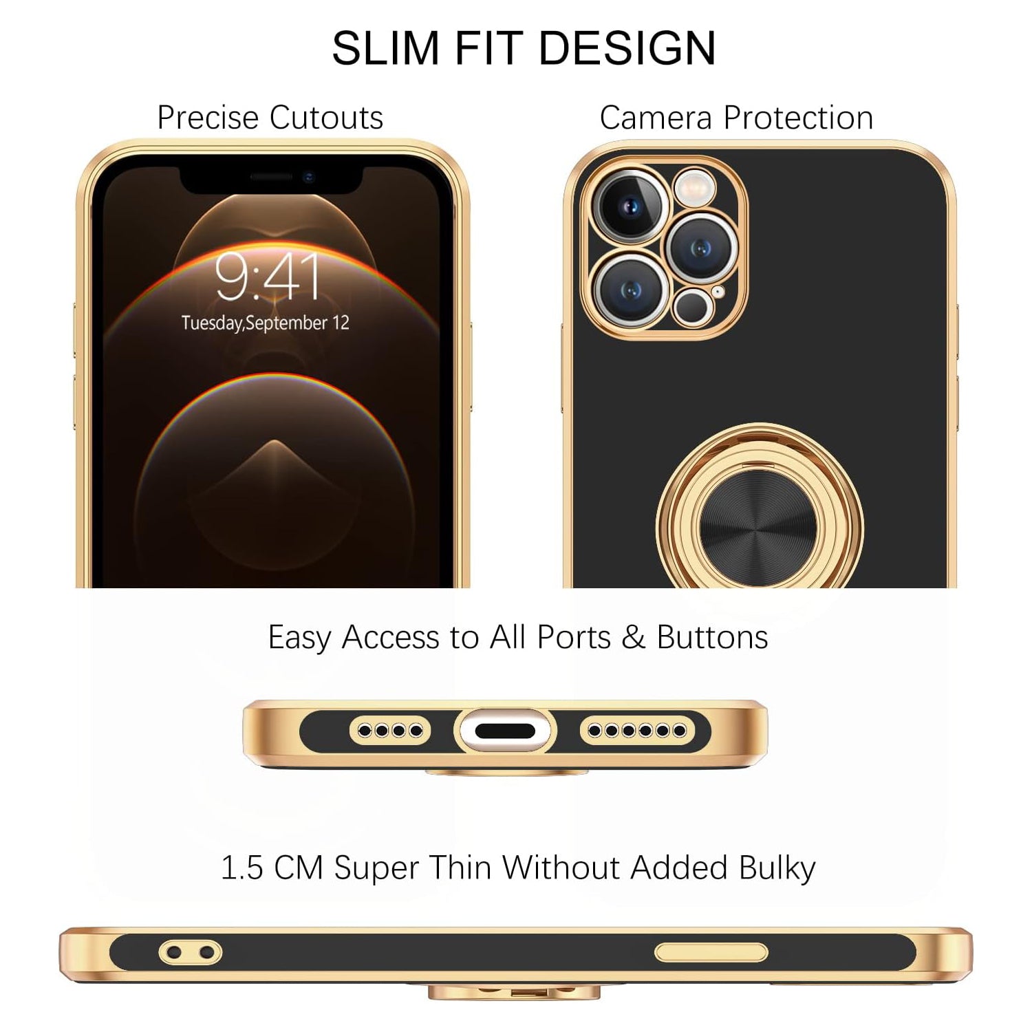 iPhone 13 Pro Fashion Ring Magnetic GPS car mount Phone Holder Case