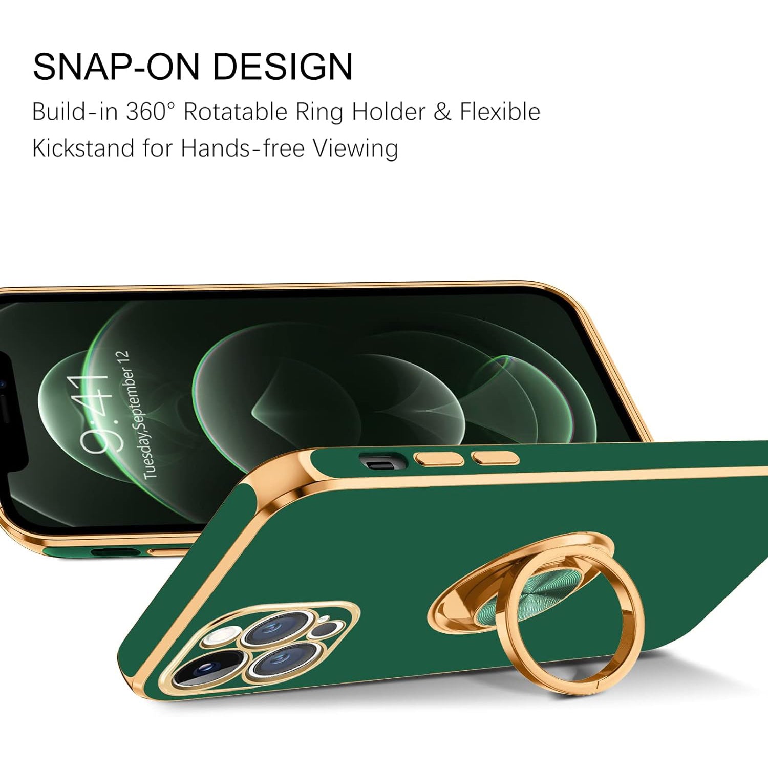 iPhone 13 Pro Fashion Ring Magnetic GPS car mount Phone Holder Case
