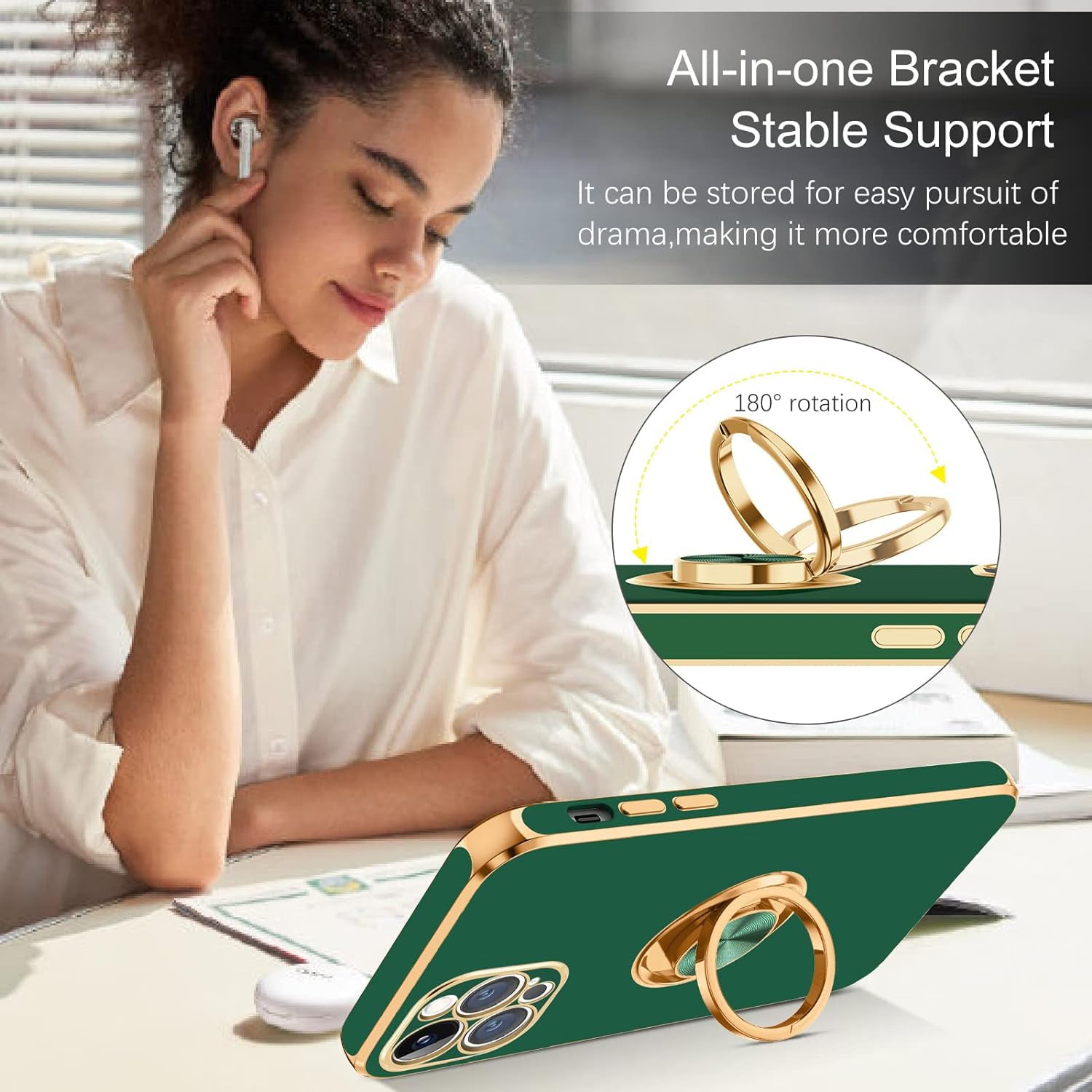 iPhone 13 Pro Fashion Ring Magnetic GPS car mount Phone Holder Case