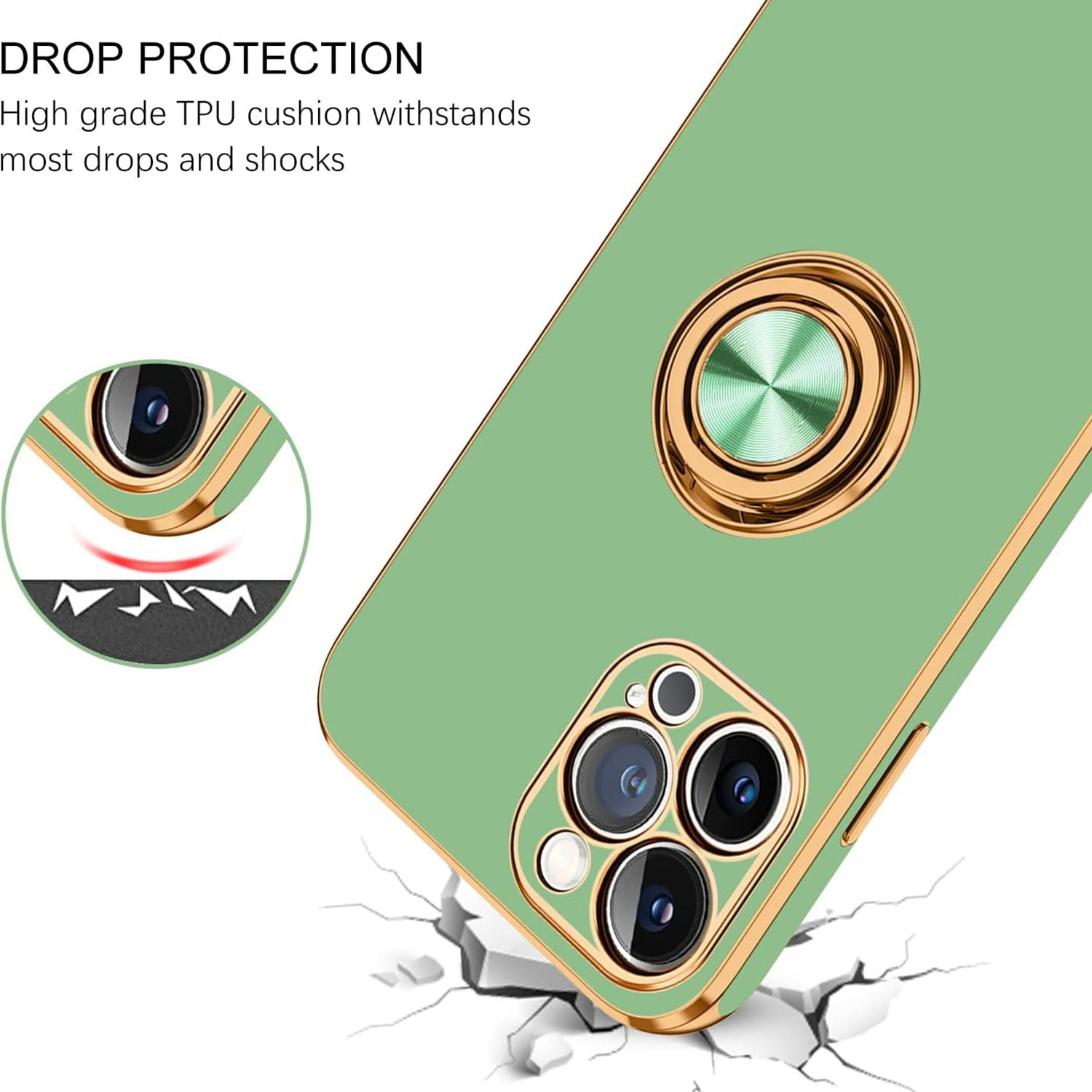 iPhone 13 Pro Fashion Ring Magnetic GPS car mount Phone Holder Case