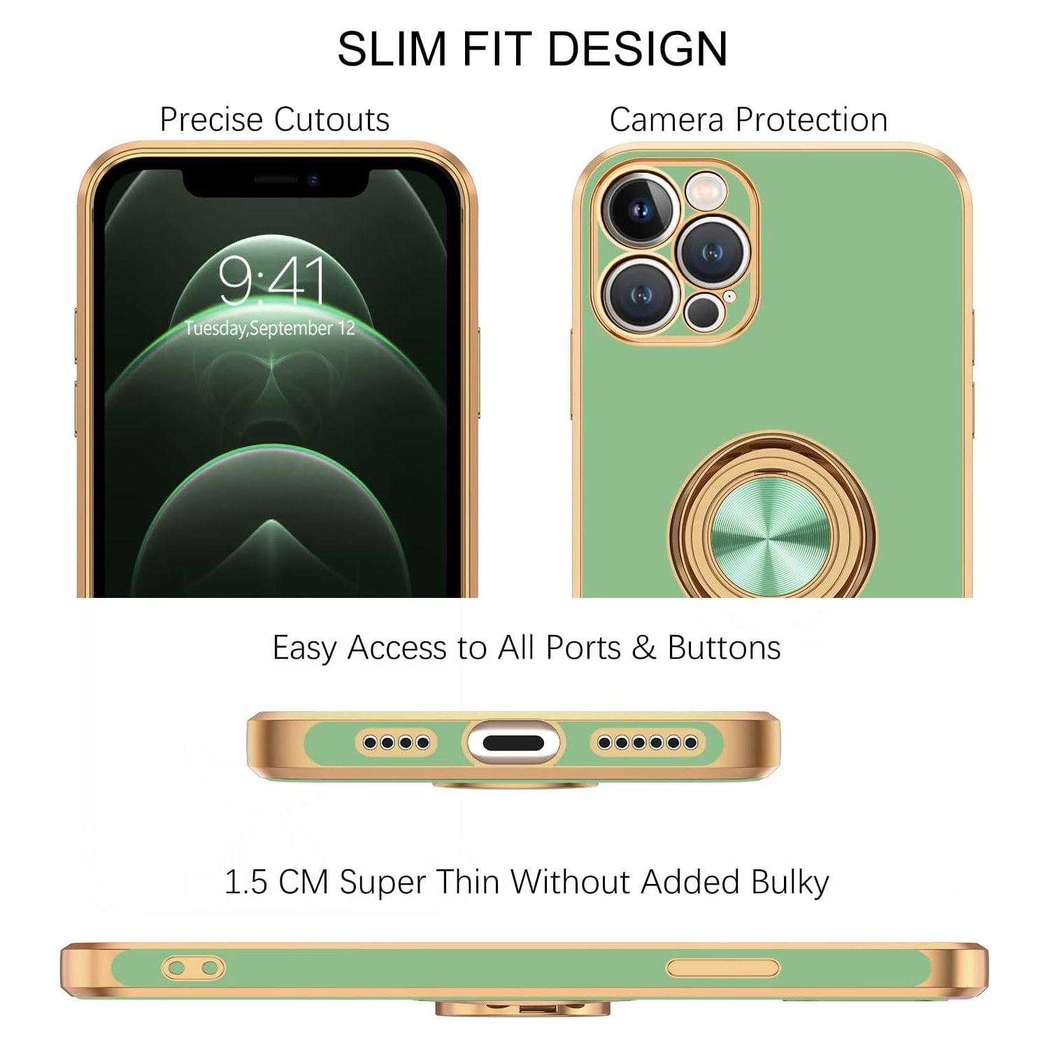 iPhone 13 Pro Fashion Ring Magnetic GPS car mount Phone Holder Case