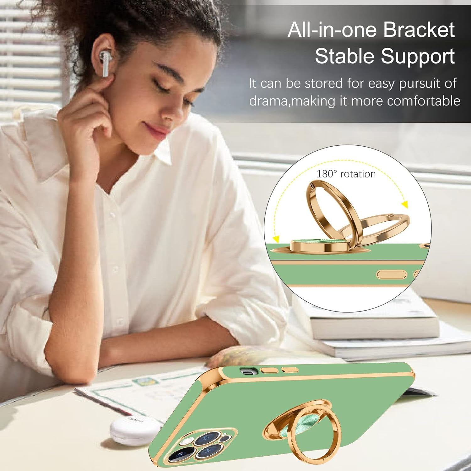 iPhone 13 Pro Fashion Ring Magnetic GPS car mount Phone Holder Case