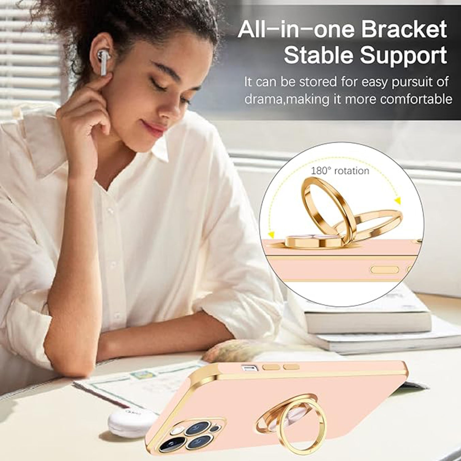 iPhone 14 Pro Max Fashion Ring Magnetic GPS car mount Phone Holder Case