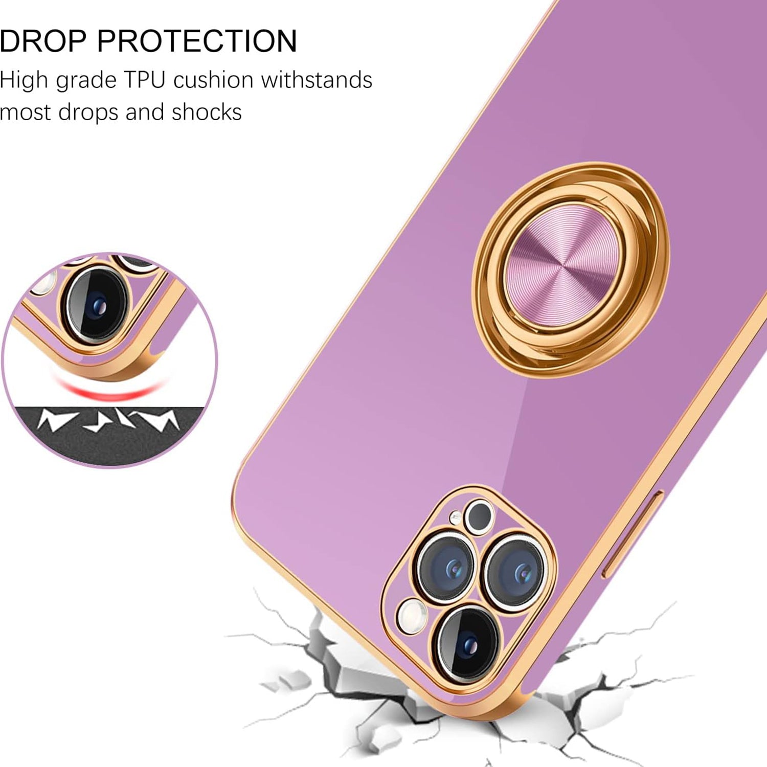 iPhone 13 Pro Fashion Ring Magnetic GPS car mount Phone Holder Case