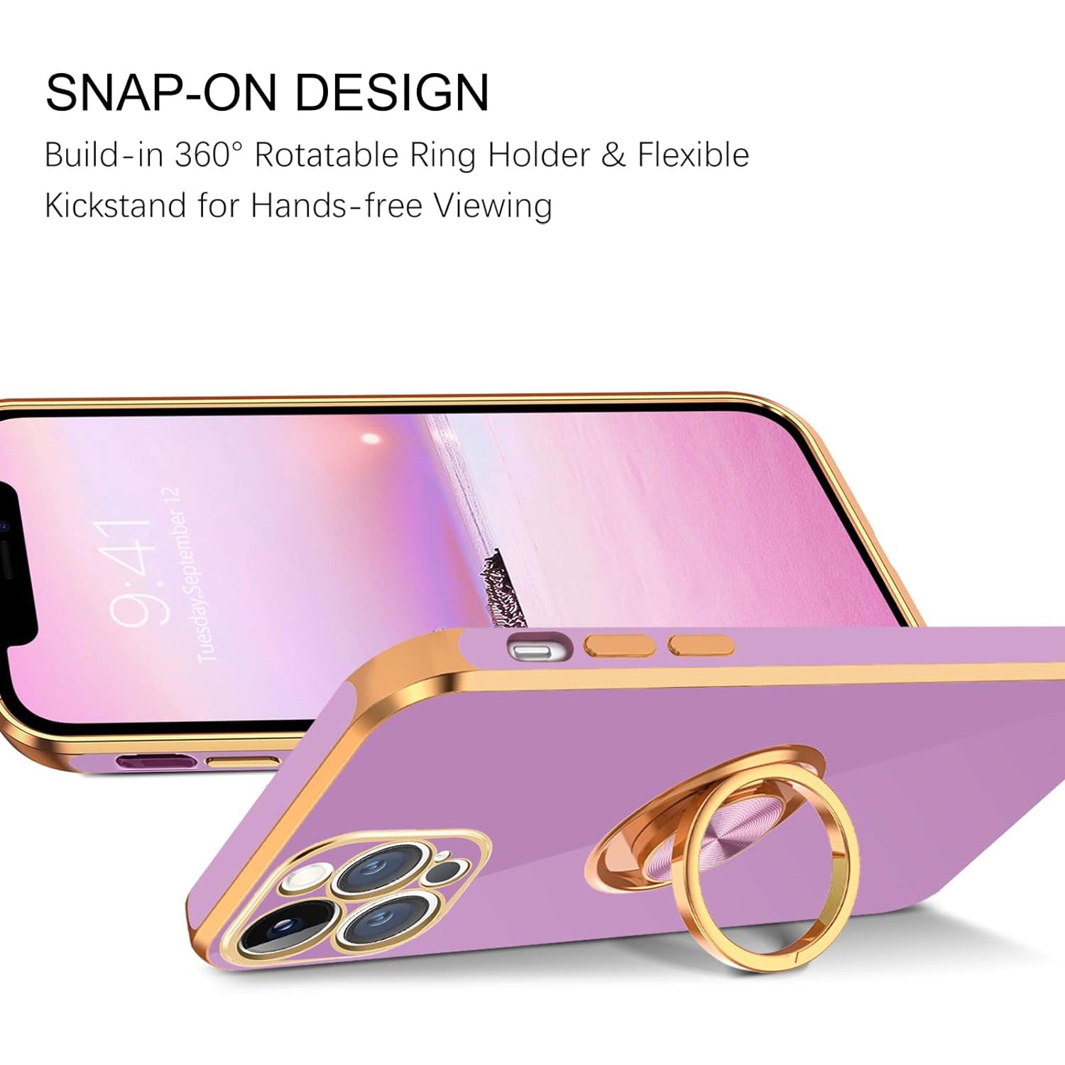 iPhone 13 Pro Fashion Ring Magnetic GPS car mount Phone Holder Case