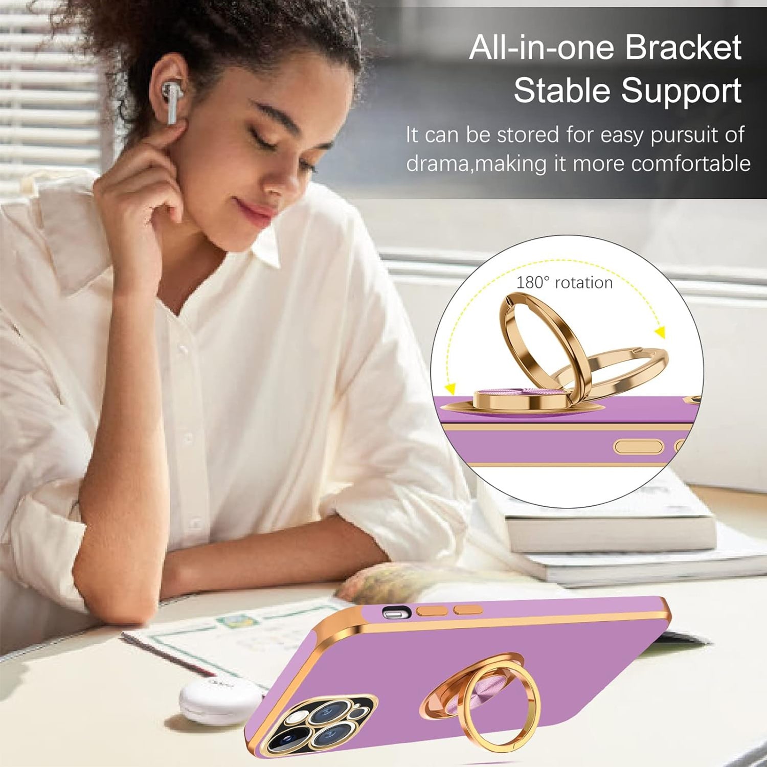 iPhone 13 Pro Fashion Ring Magnetic GPS car mount Phone Holder Case
