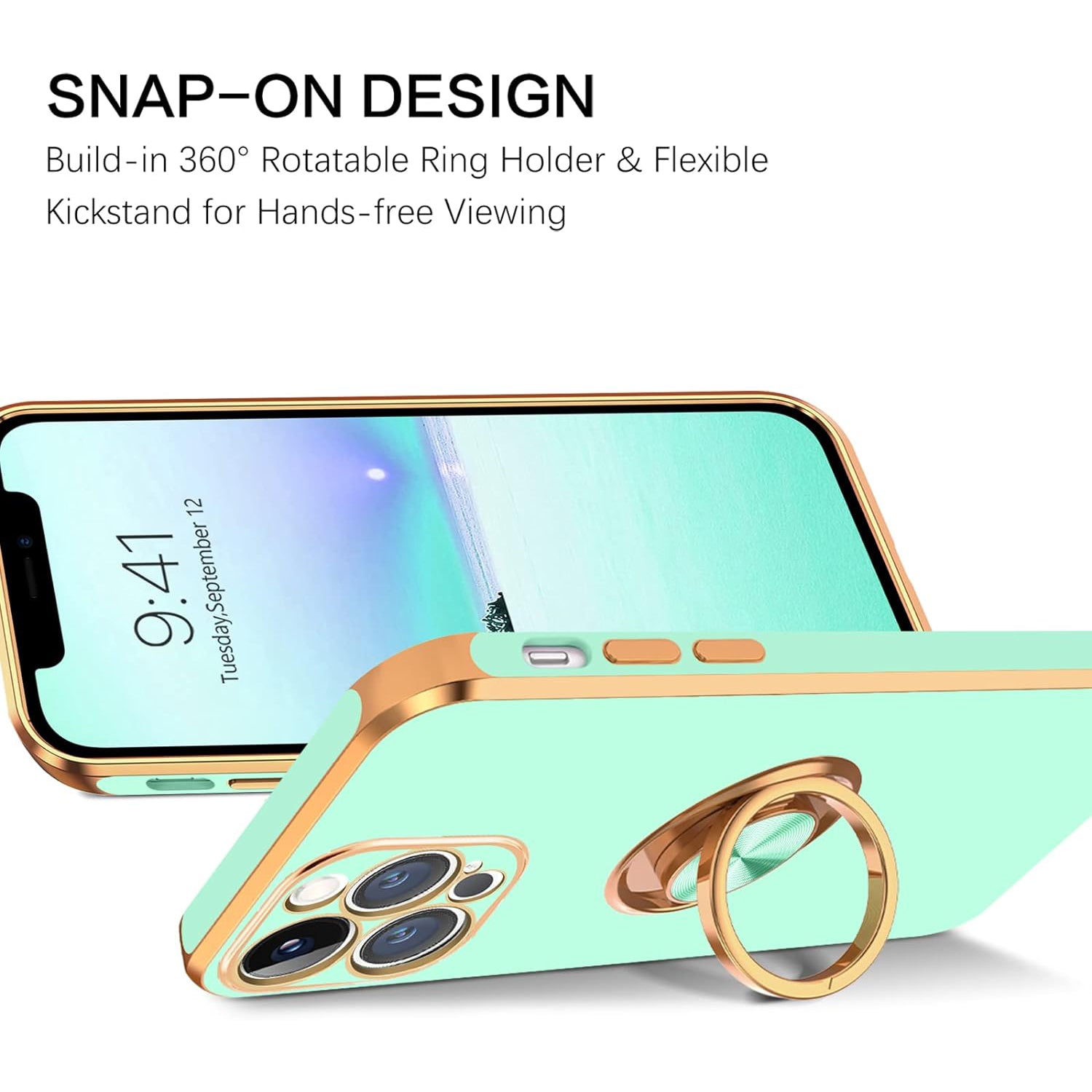 iPhone 13 Pro Fashion Ring Magnetic GPS car mount Phone Holder Case