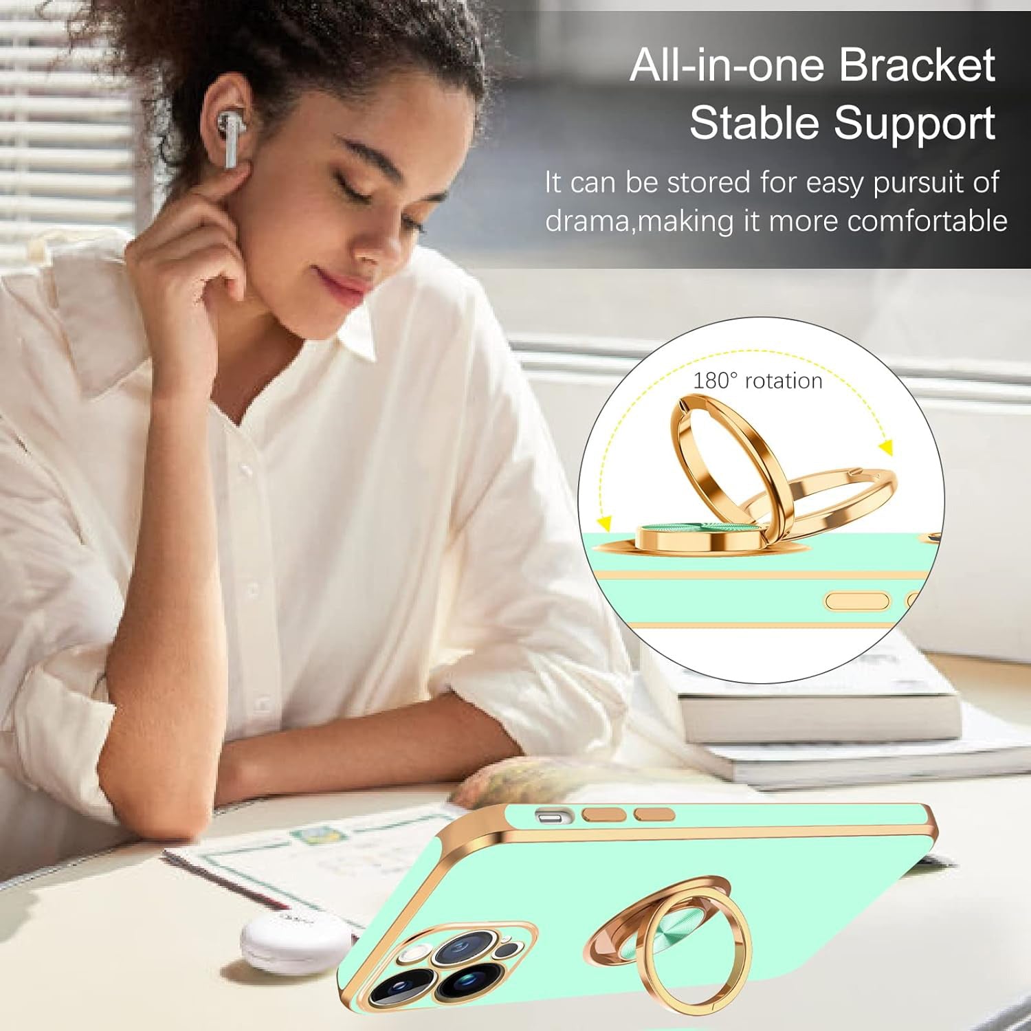 iPhone 13 Pro Fashion Ring Magnetic GPS car mount Phone Holder Case