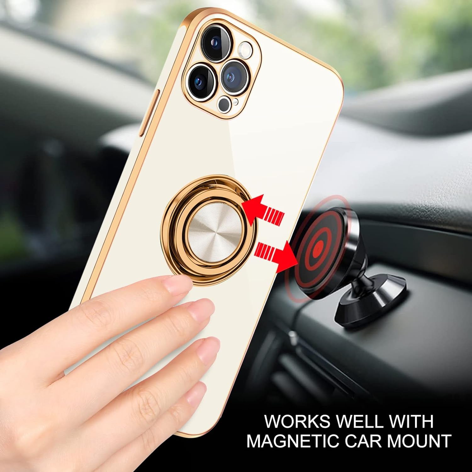 iPhone 13 Pro Fashion Ring Magnetic GPS car mount Phone Holder Case