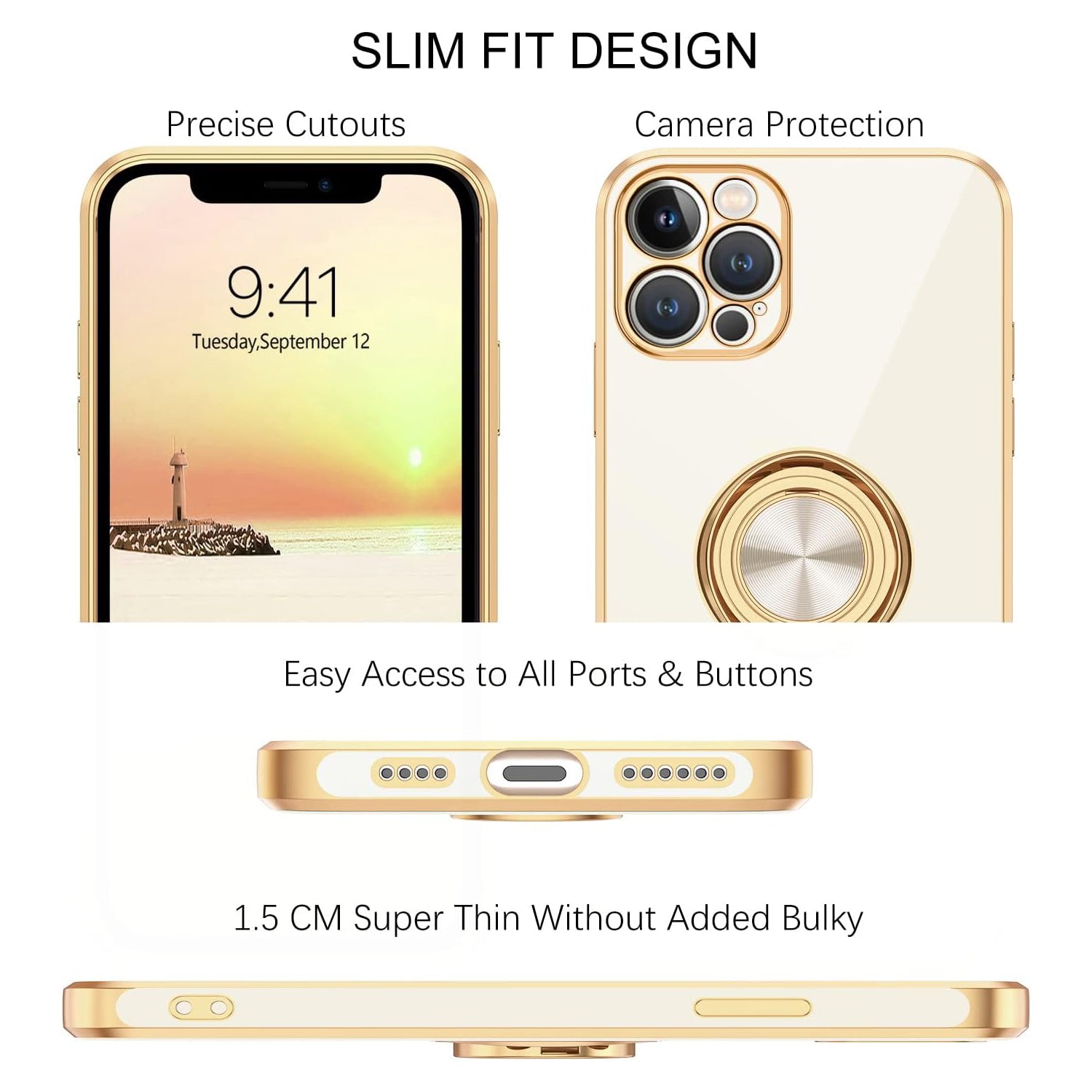 iPhone 13 Pro Fashion Ring Magnetic GPS car mount Phone Holder Case