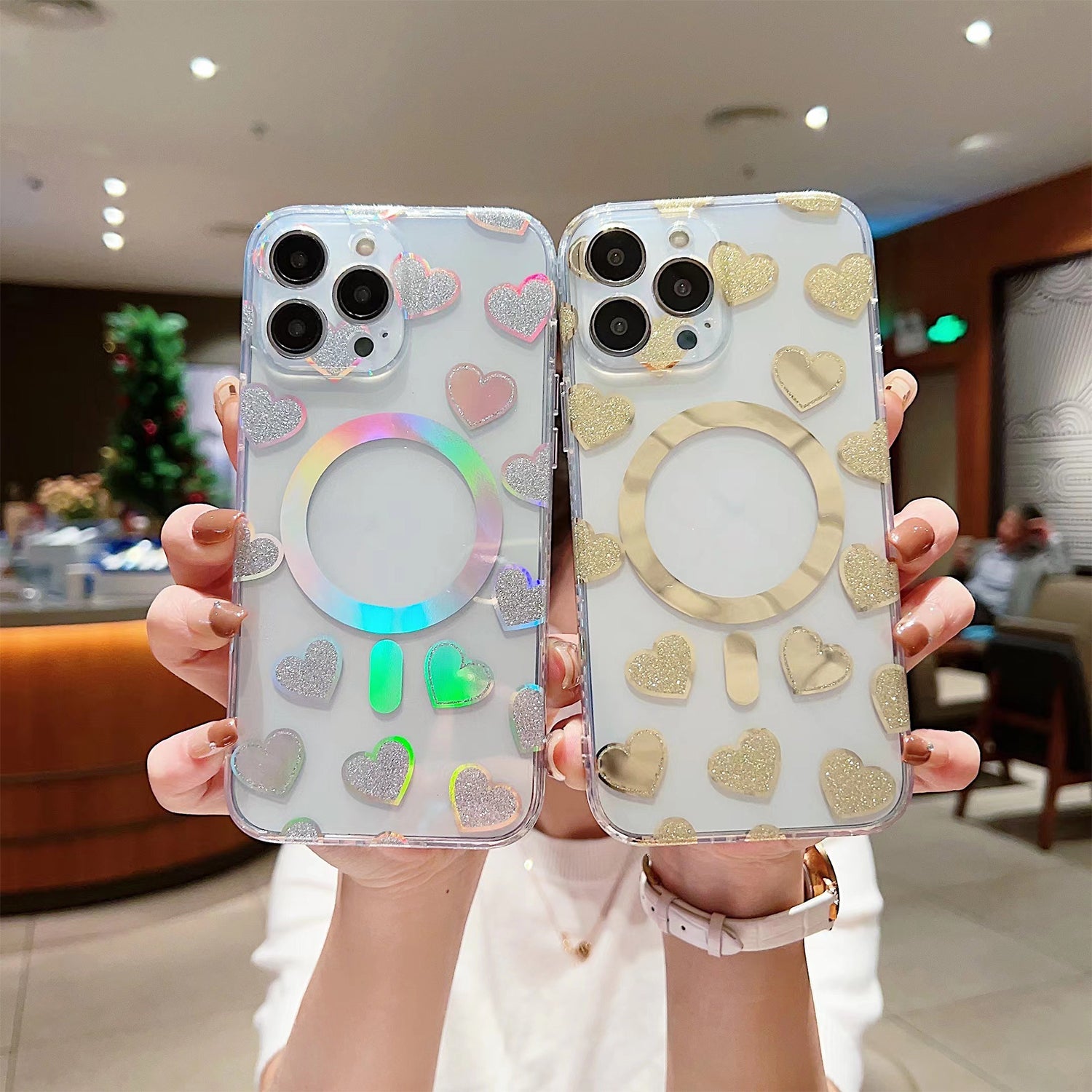iPhone 13 Pro Love Transparent Fall Prevention Magnetic Suction Case