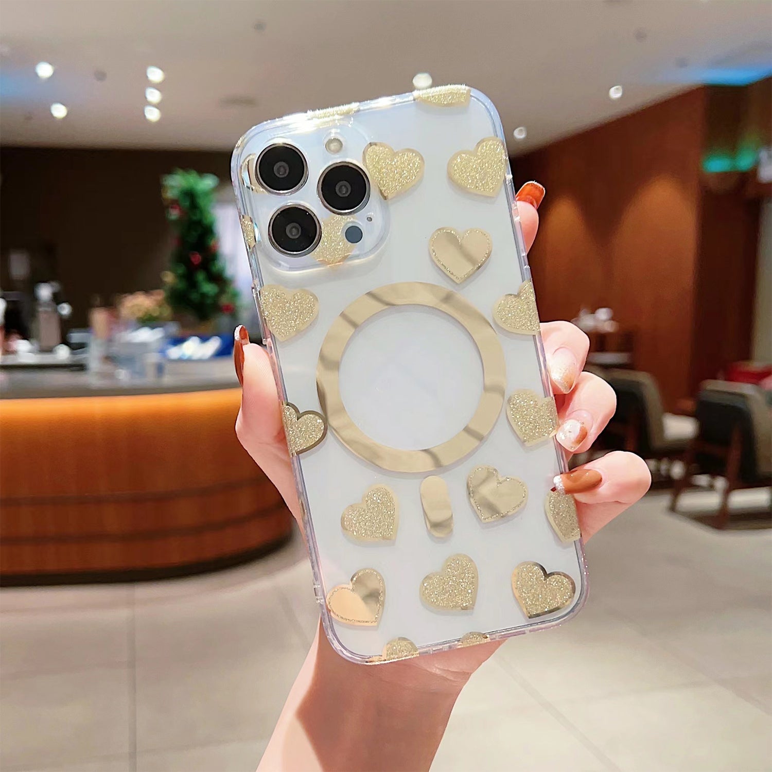 iPhone 13 Pro Love Transparent Fall Prevention Magnetic Suction Case