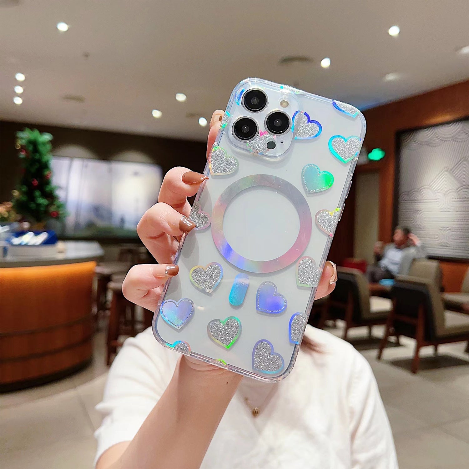 iPhone 13 Pro Love Transparent Fall Prevention Magnetic Suction Case