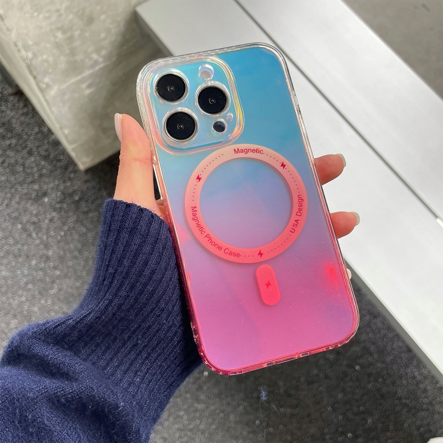 iPhone 13 Pro Max Fashion Gradient Light and Shadow Magnetic Case