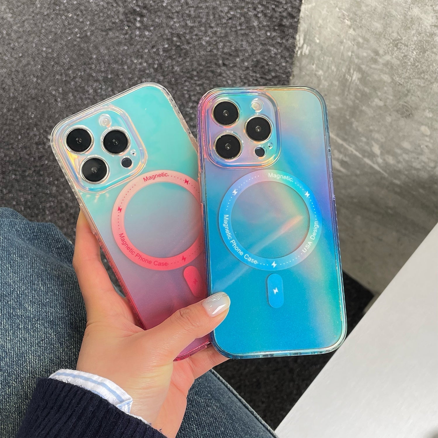 iPhone 13 Pro Max Fashion Gradient Light and Shadow Magnetic Case