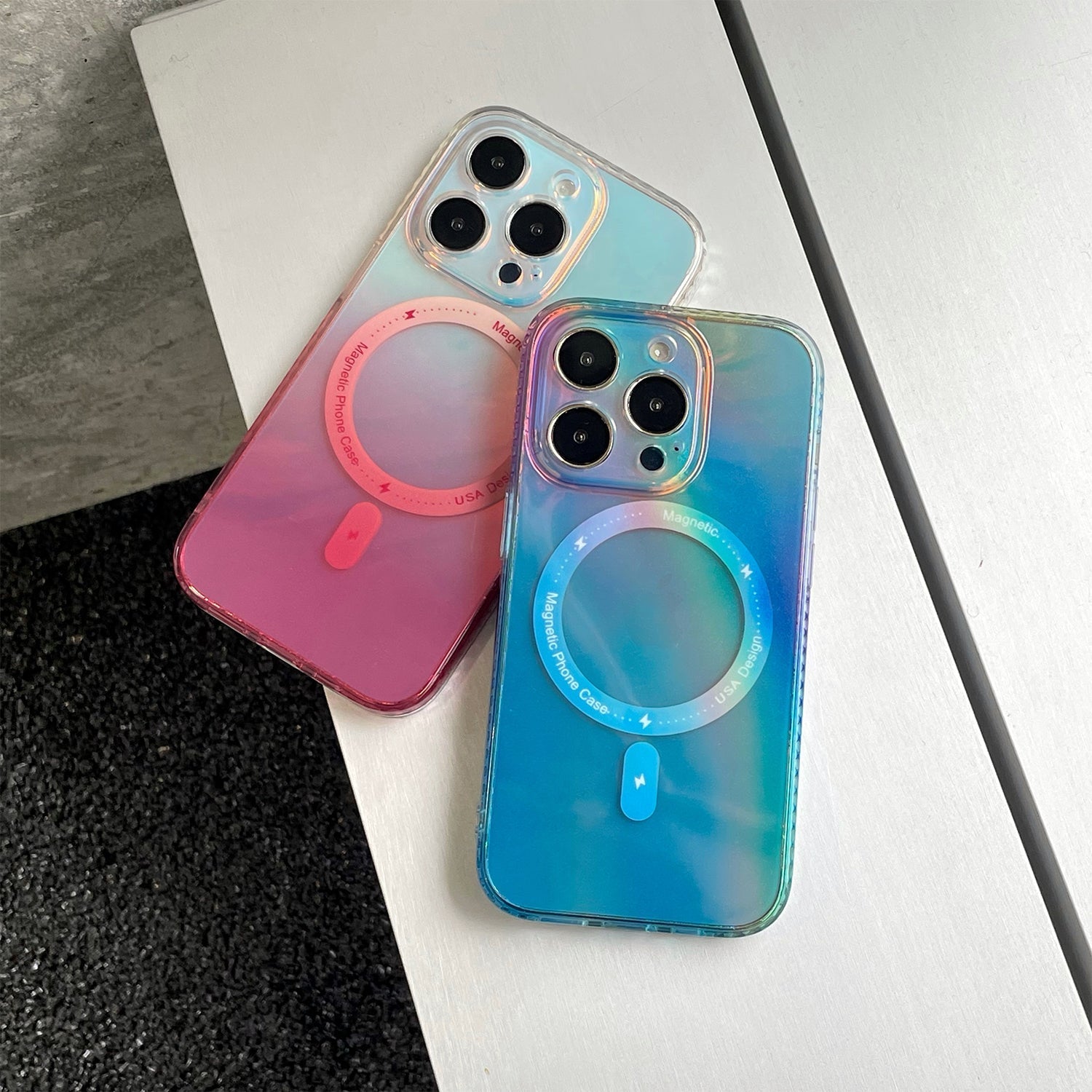 iPhone 13 Pro Max Fashion Gradient Light and Shadow Magnetic Case