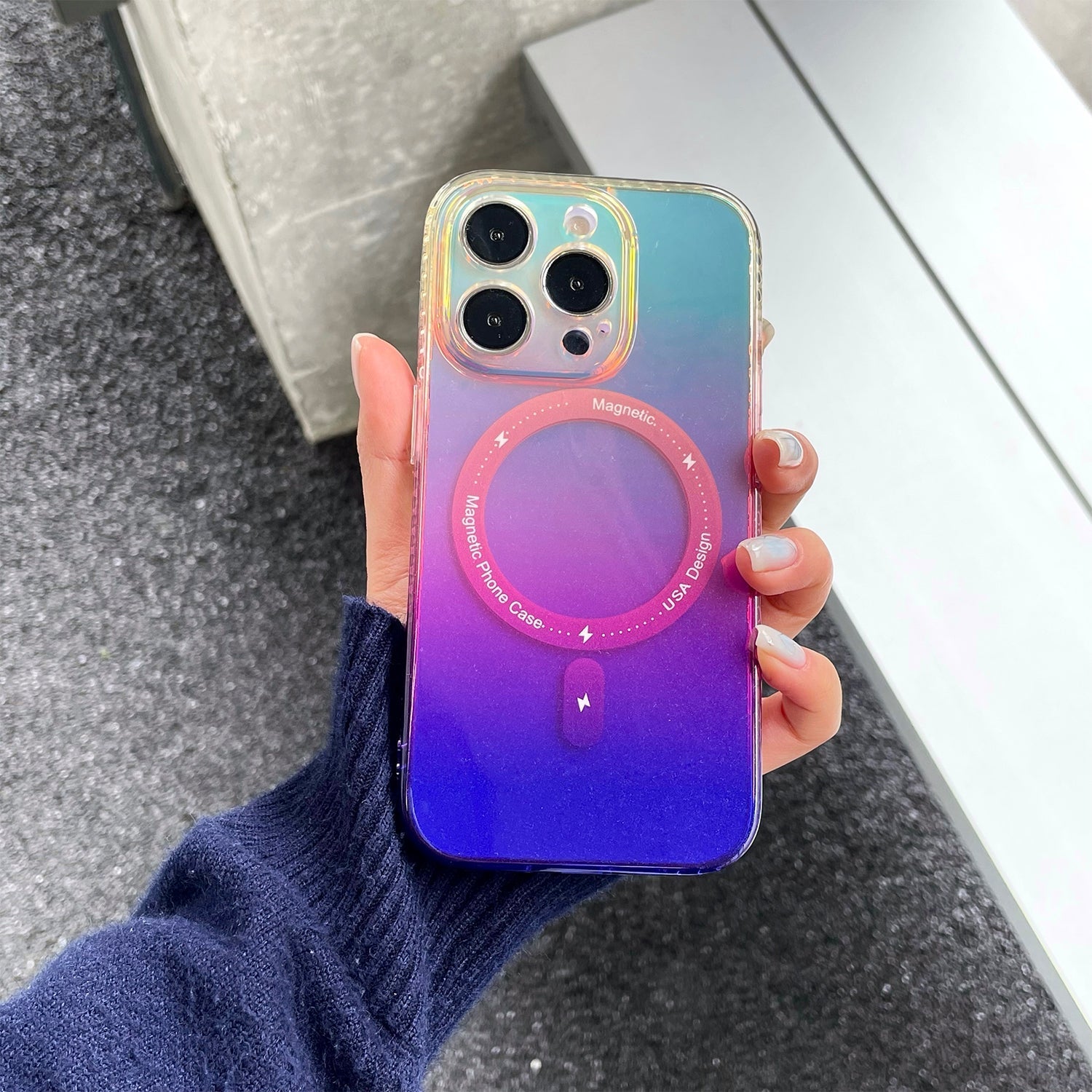 iPhone 13 Pro Max Fashion Gradient Light and Shadow Magnetic Case