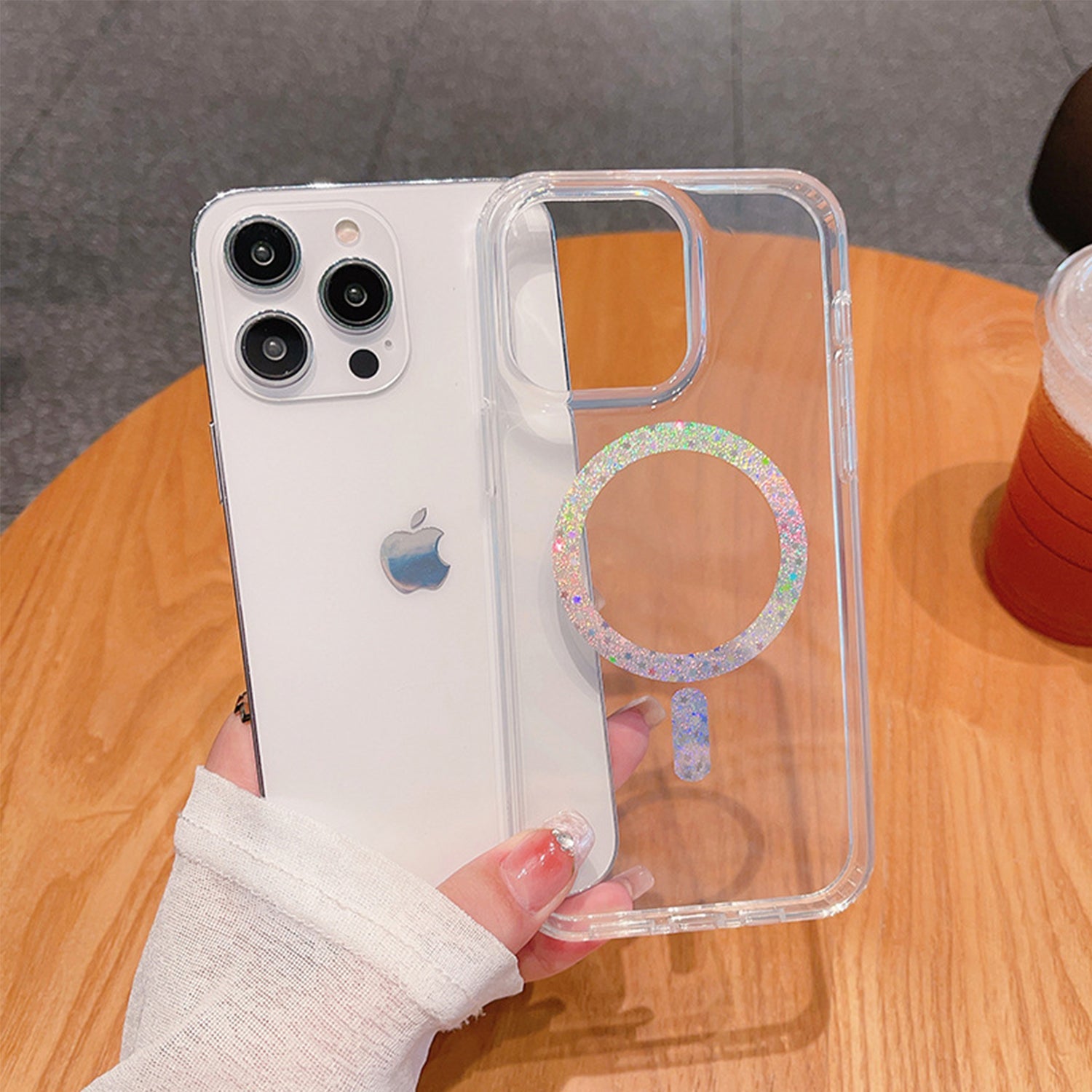 iPhone 13 Pro Clear Electroplating laser Magnetic Attraction Case