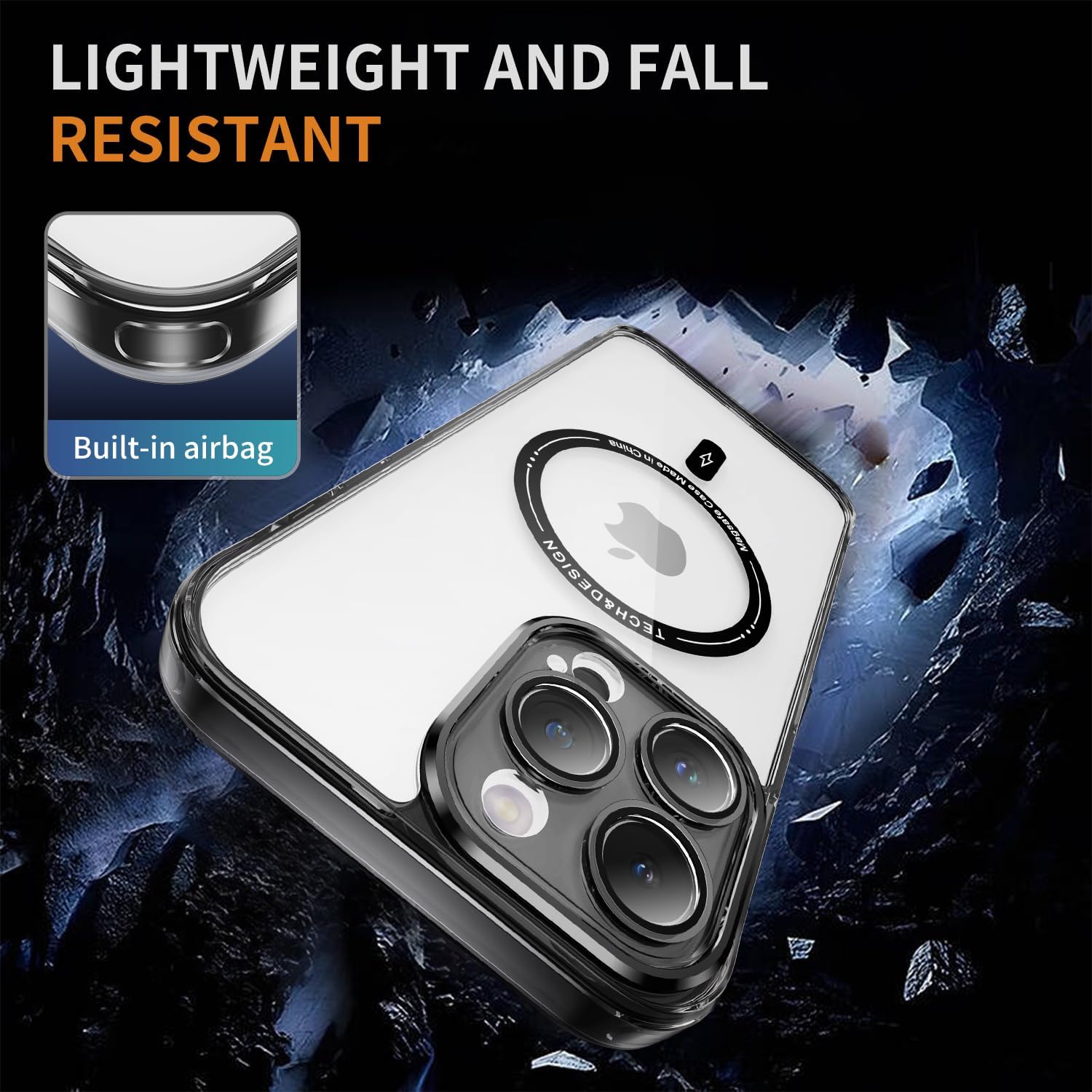 iPhone 13 Pro Max Shockproof Transparent Magnetic Attraction Protective Phone Case