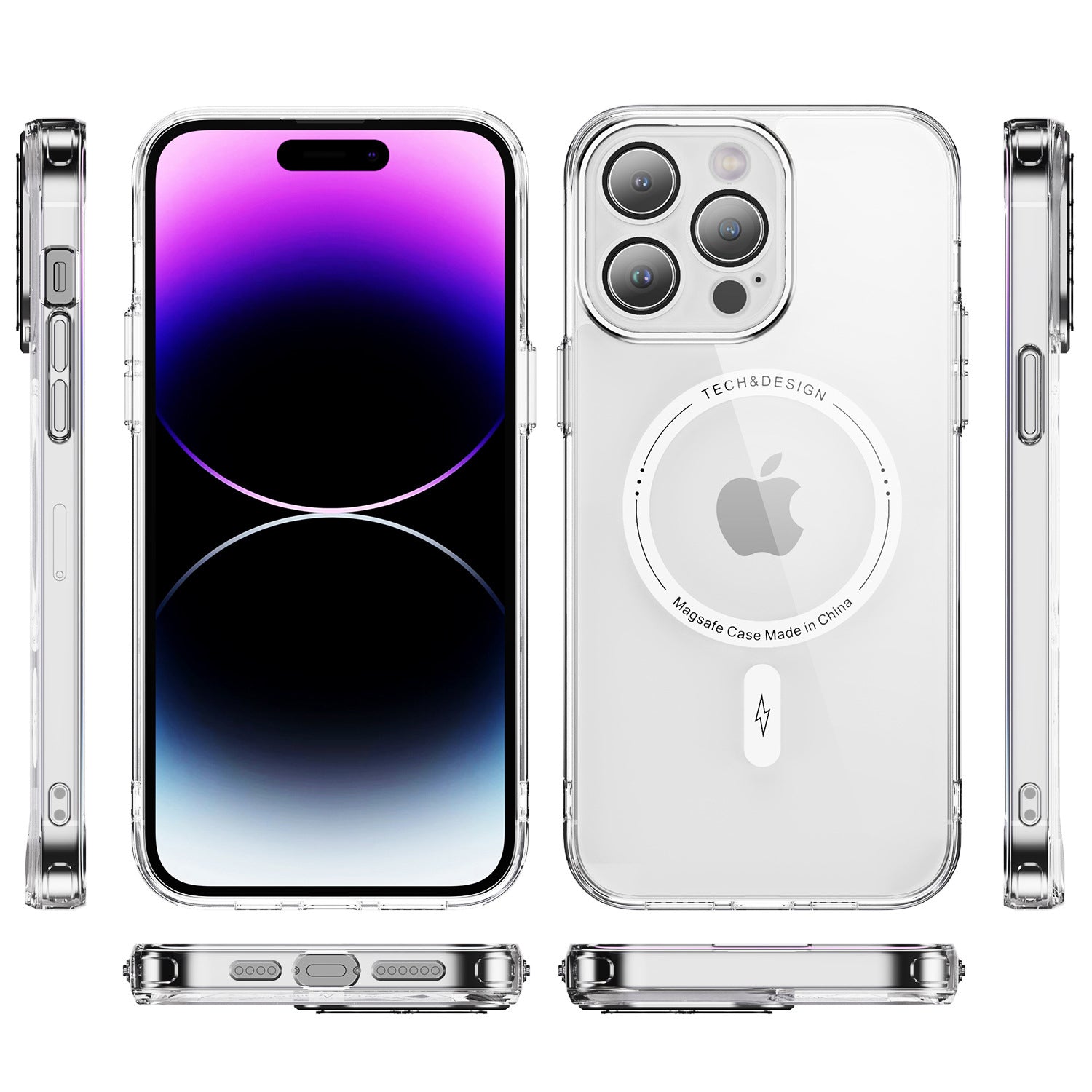 iPhone 13 Pro Shockproof Transparent Magnetic Attraction Protective Phone Case