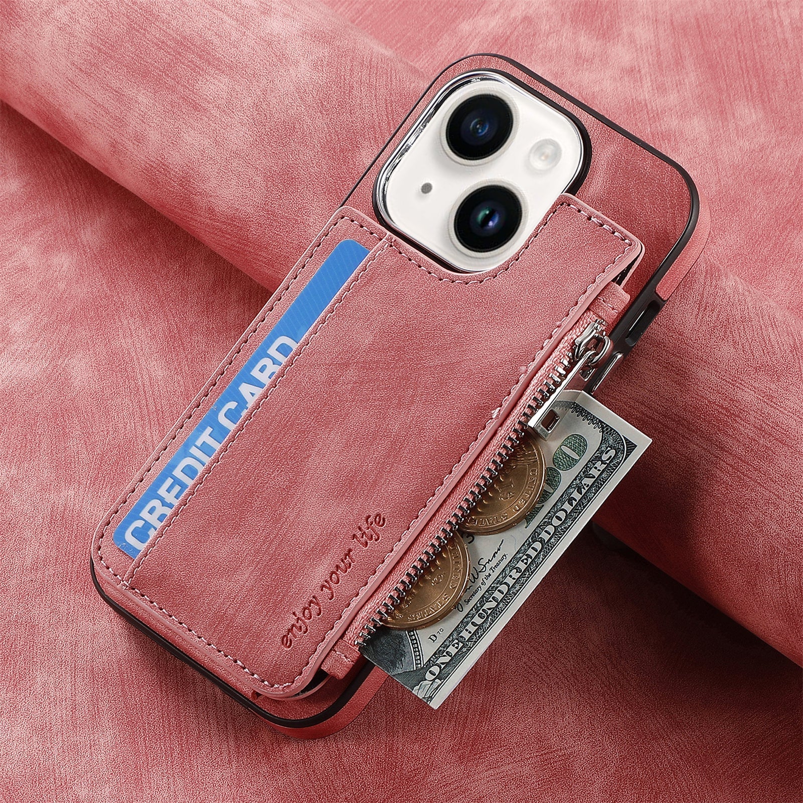 iPhone 15 Magsafe Wireless Zippered Leather Case