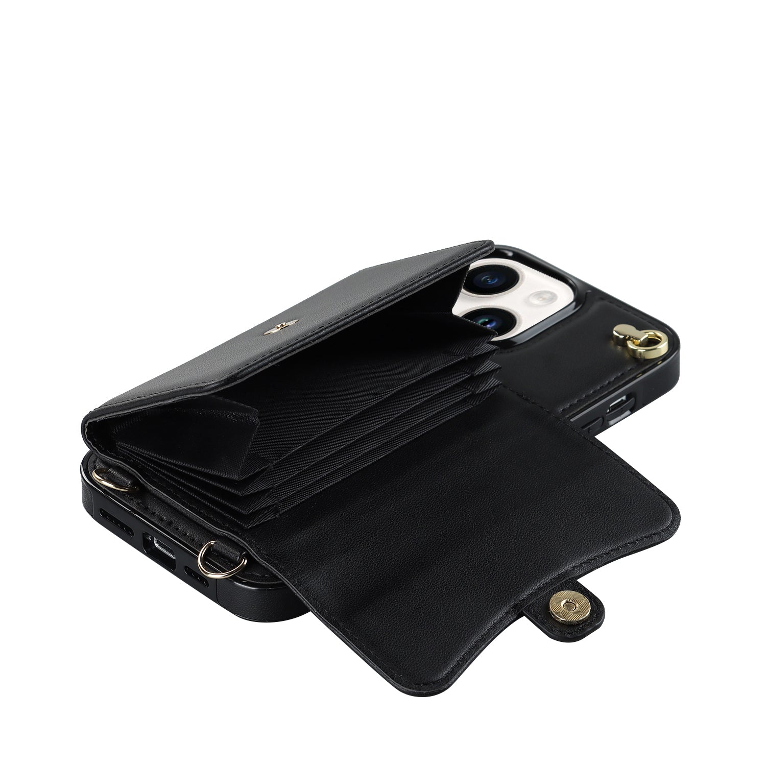 iPhone 15 Card Insertion Crossbody Lanyard Case