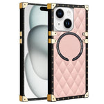 iPhone 15 Plus 3D Down Jacket CC Style Soft Leather Square Magnetic Attraction Case Cover