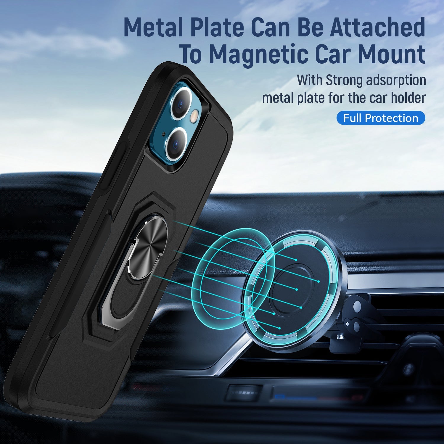 iPhone 15 Kickstand Fully Protected Heavy-Duty Shockproof Case