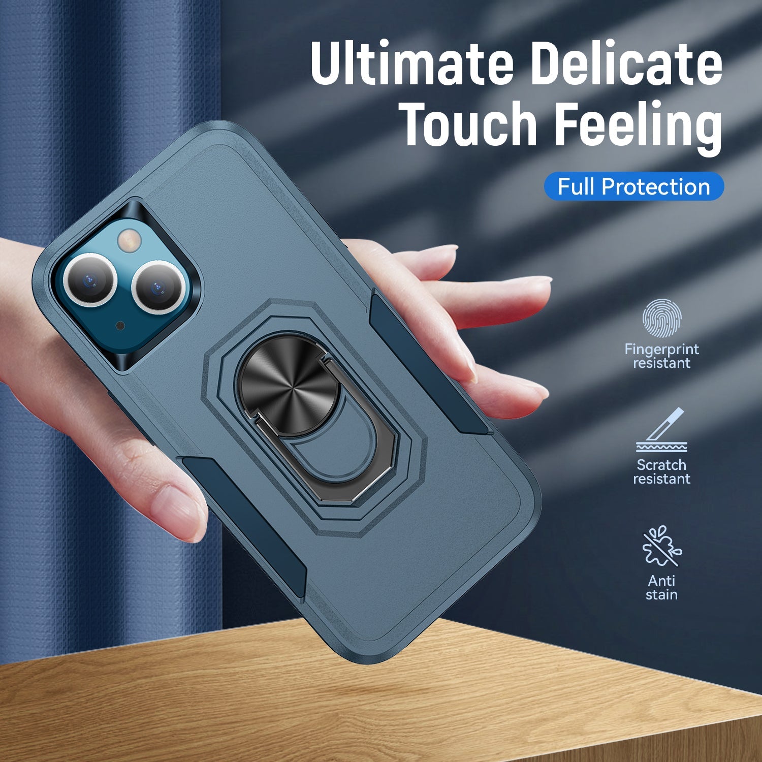 iPhone 15 Kickstand Fully Protected Heavy-Duty Shockproof Case