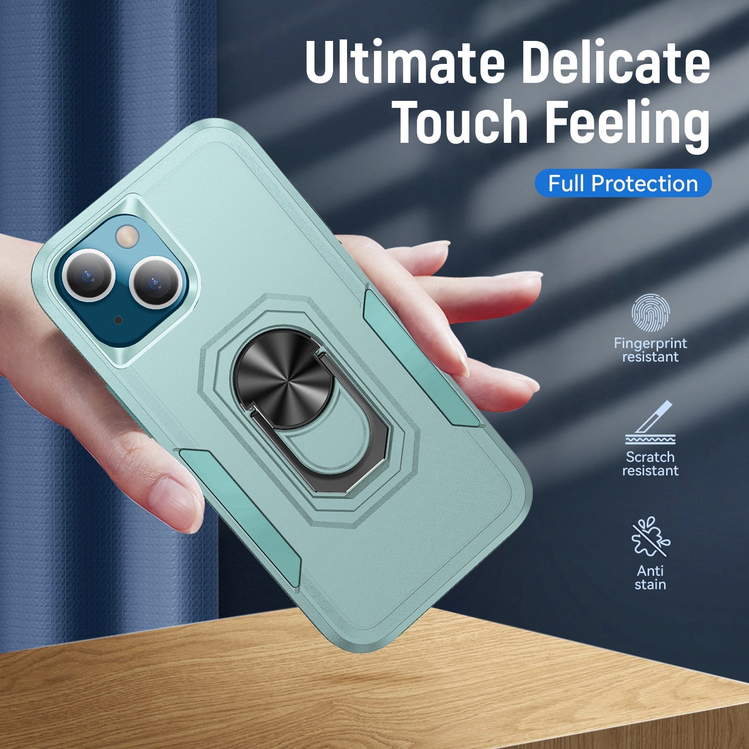 iPhone 15 Kickstand Fully Protected Heavy-Duty Shockproof Case