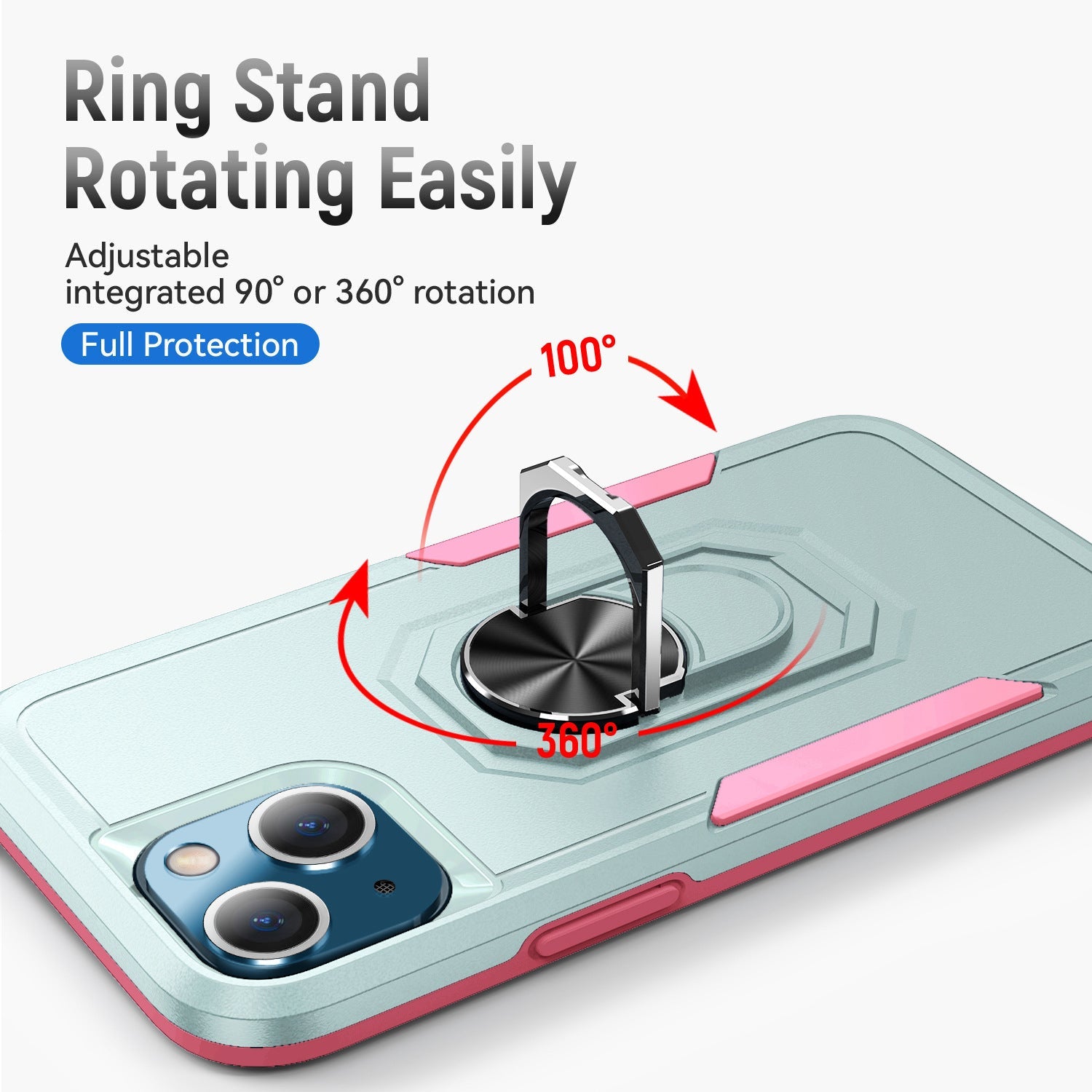 iPhone 15 Kickstand Fully Protected Heavy-Duty Shockproof Case