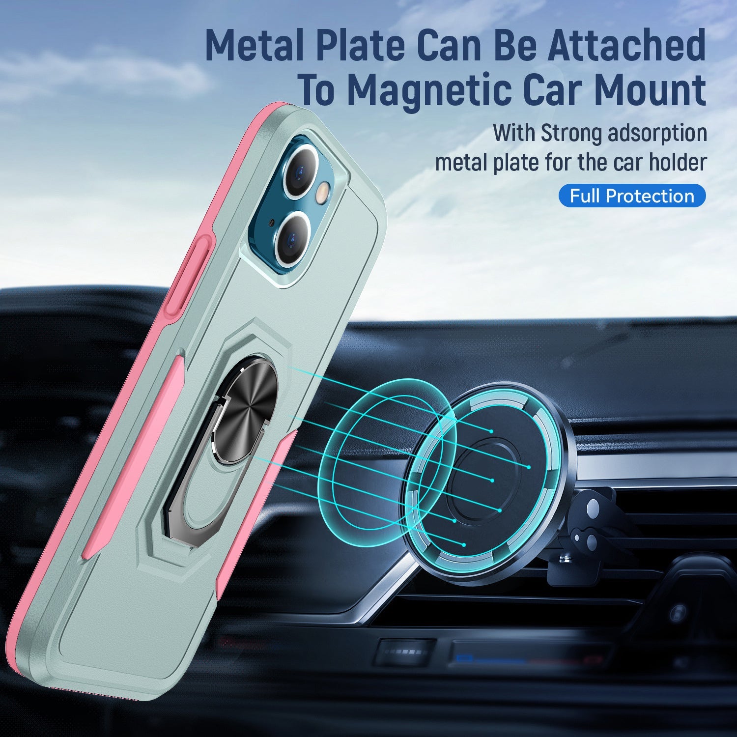 iPhone 15 Kickstand Fully Protected Heavy-Duty Shockproof Case