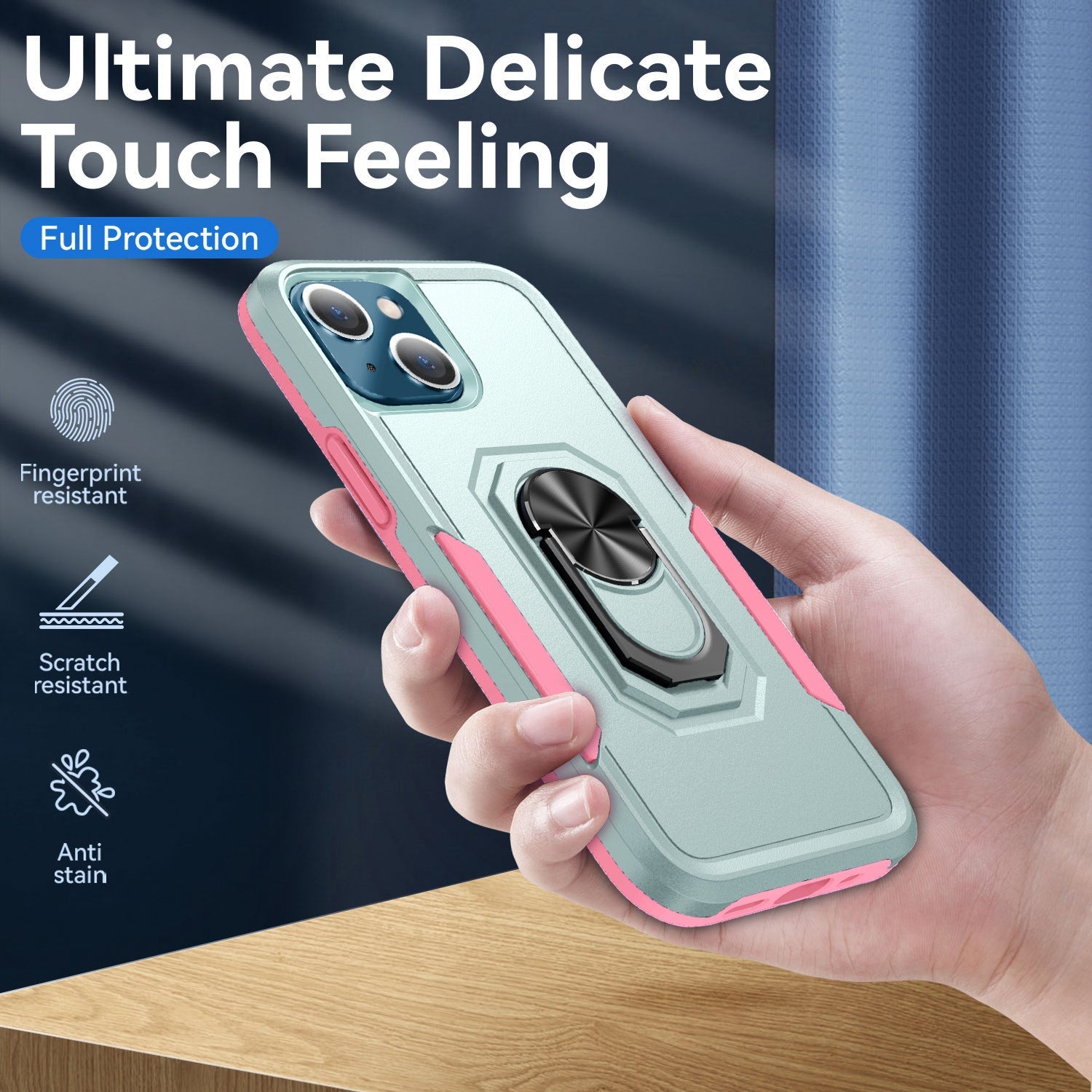 iPhone 15 Kickstand Fully Protected Heavy-Duty Shockproof Case