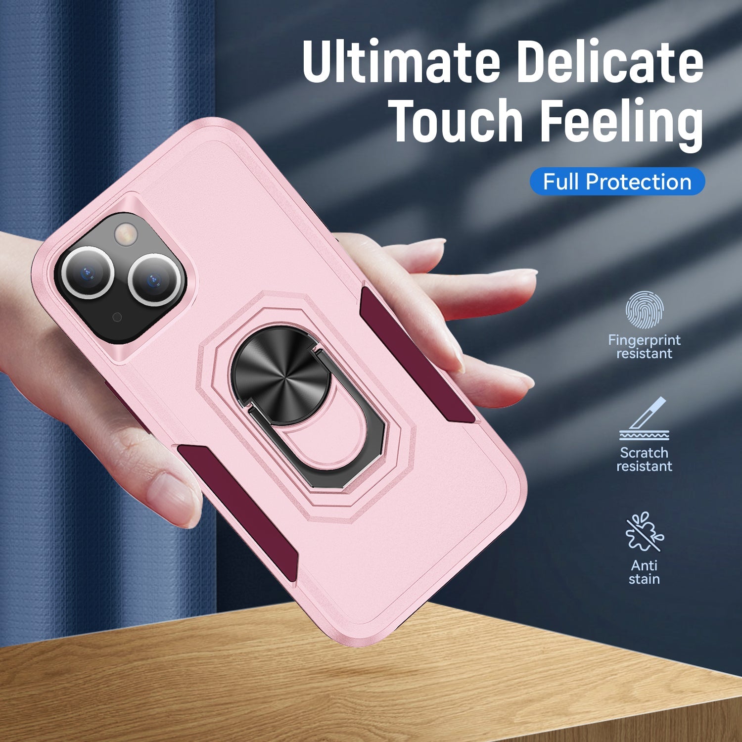 iPhone 15 Kickstand Fully Protected Heavy-Duty Shockproof Case