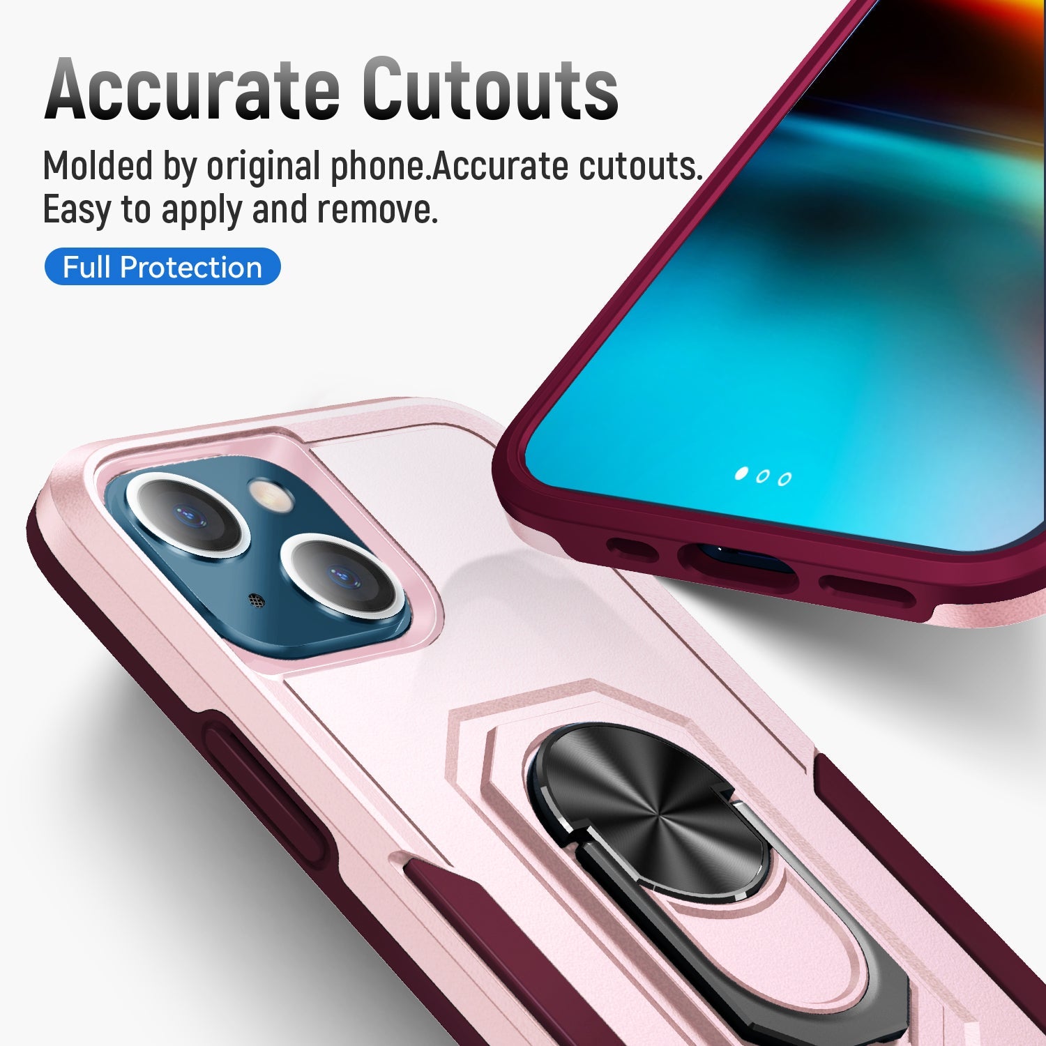iPhone 15 Kickstand Fully Protected Heavy-Duty Shockproof Case